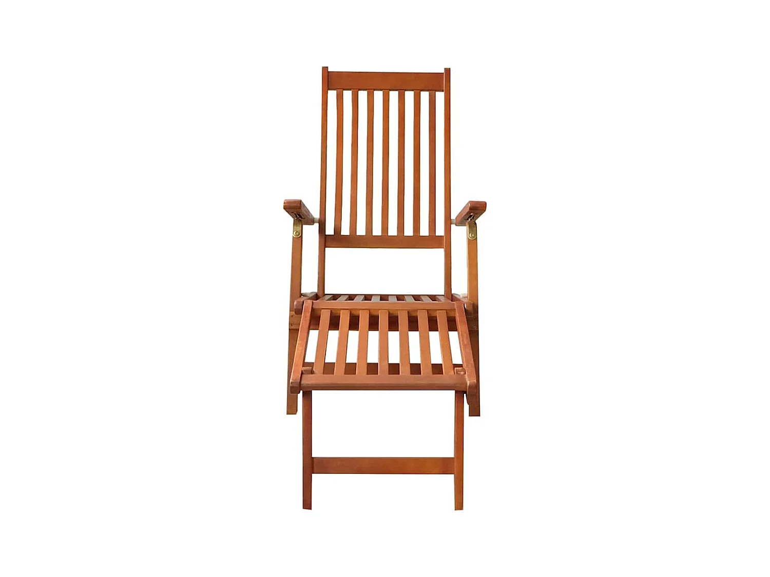 Buitenligstoel met voetenbank en kussen Massief acacia