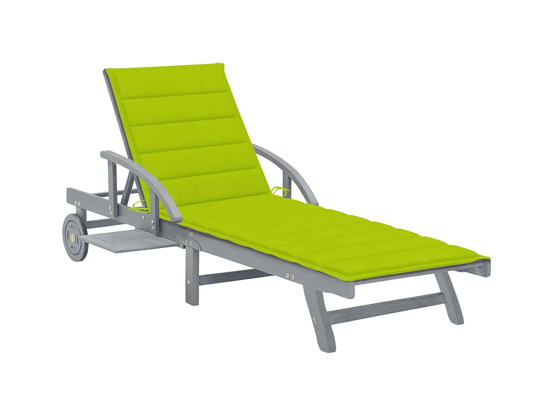 Chaise longue de jardin avec coussin Bois d'acacia solide