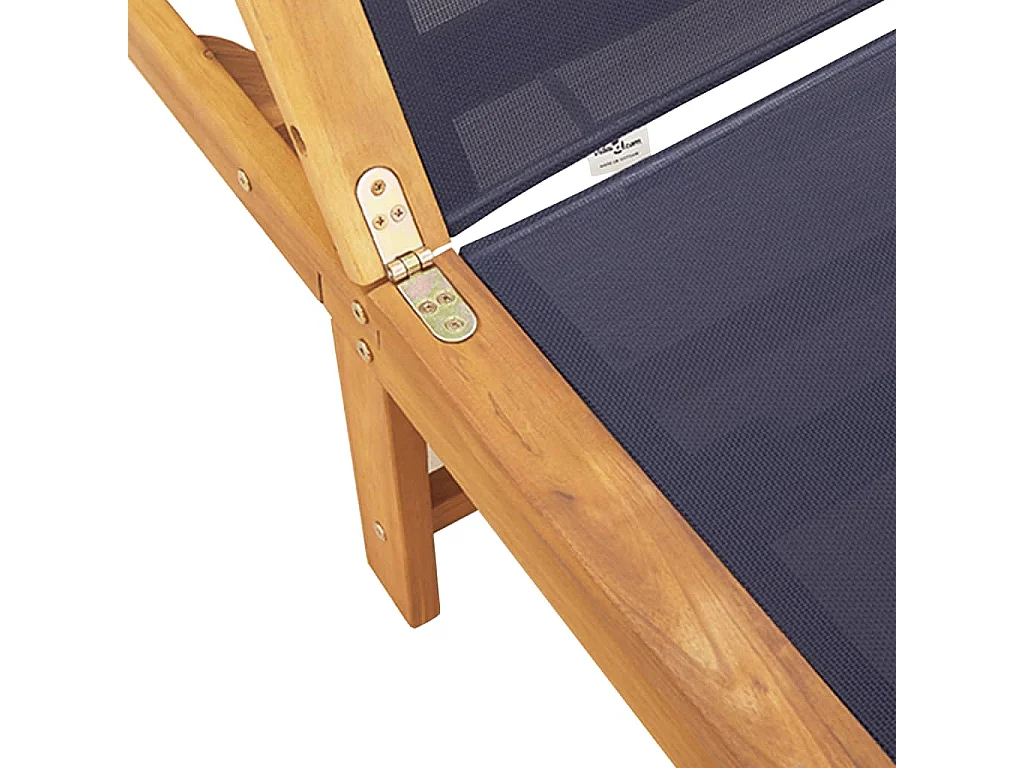 Chaise longue blu realizzata in legno massello di acacia e textilene