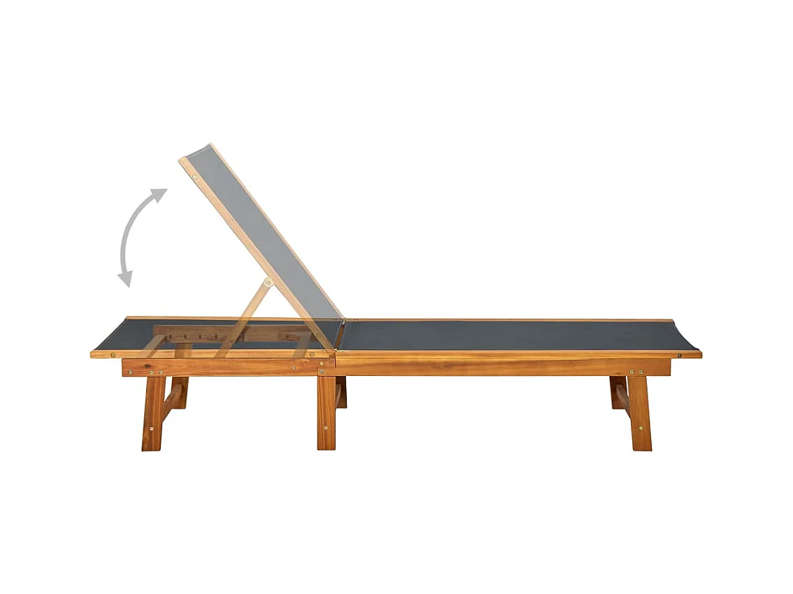 Chaise longue met tafel Massief acaciahout en textileen