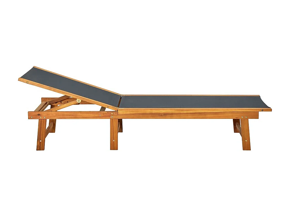 Chaise longue con tavolo Legno massello di acacia e textilene