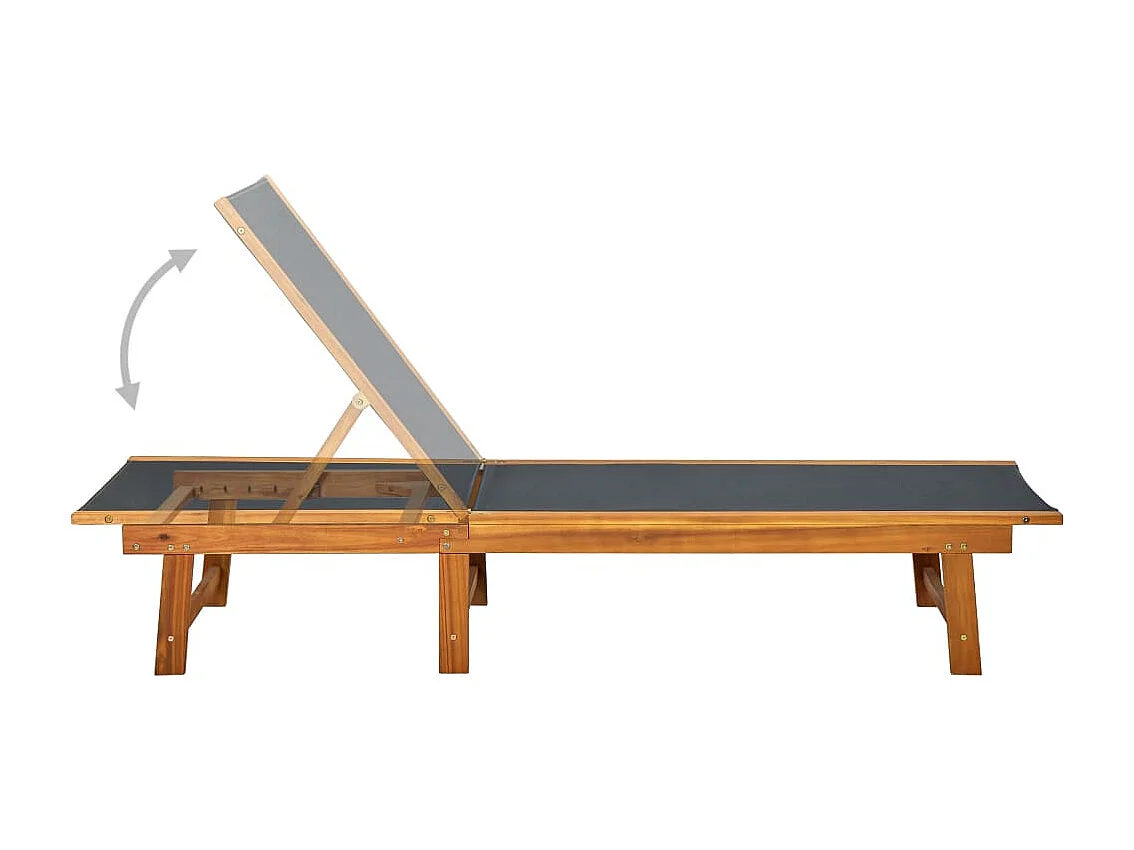 Chaise longue con tavolo Legno massello di acacia e textilene