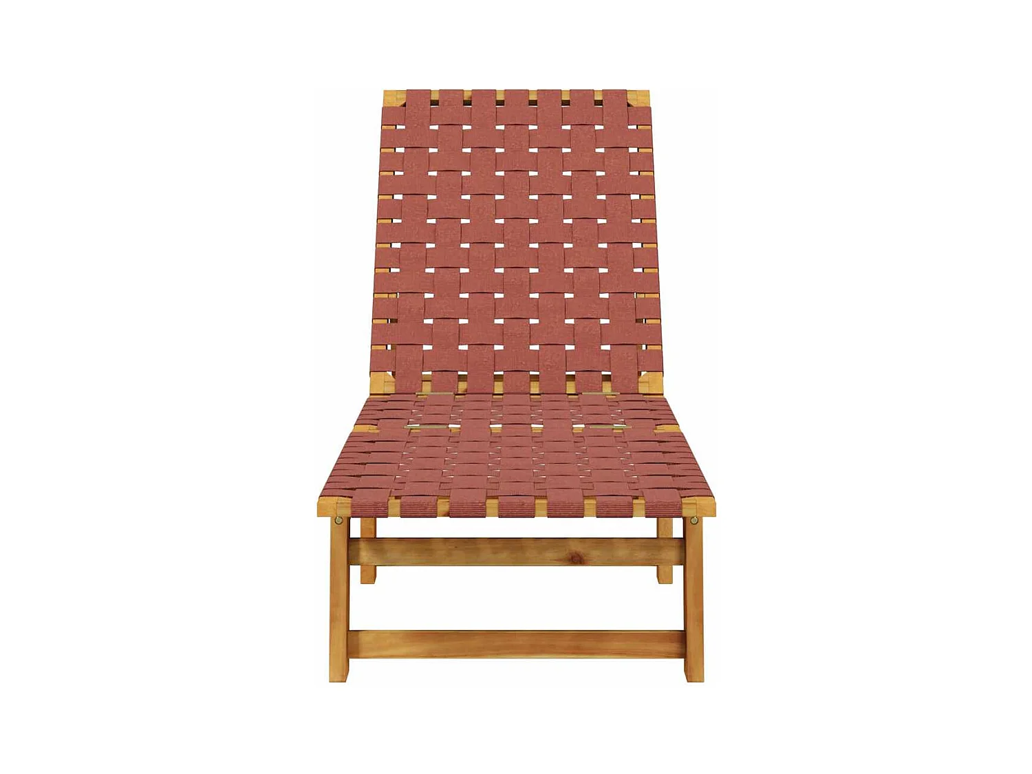 Chaises longues rouge bois d'acacia solide et tissu