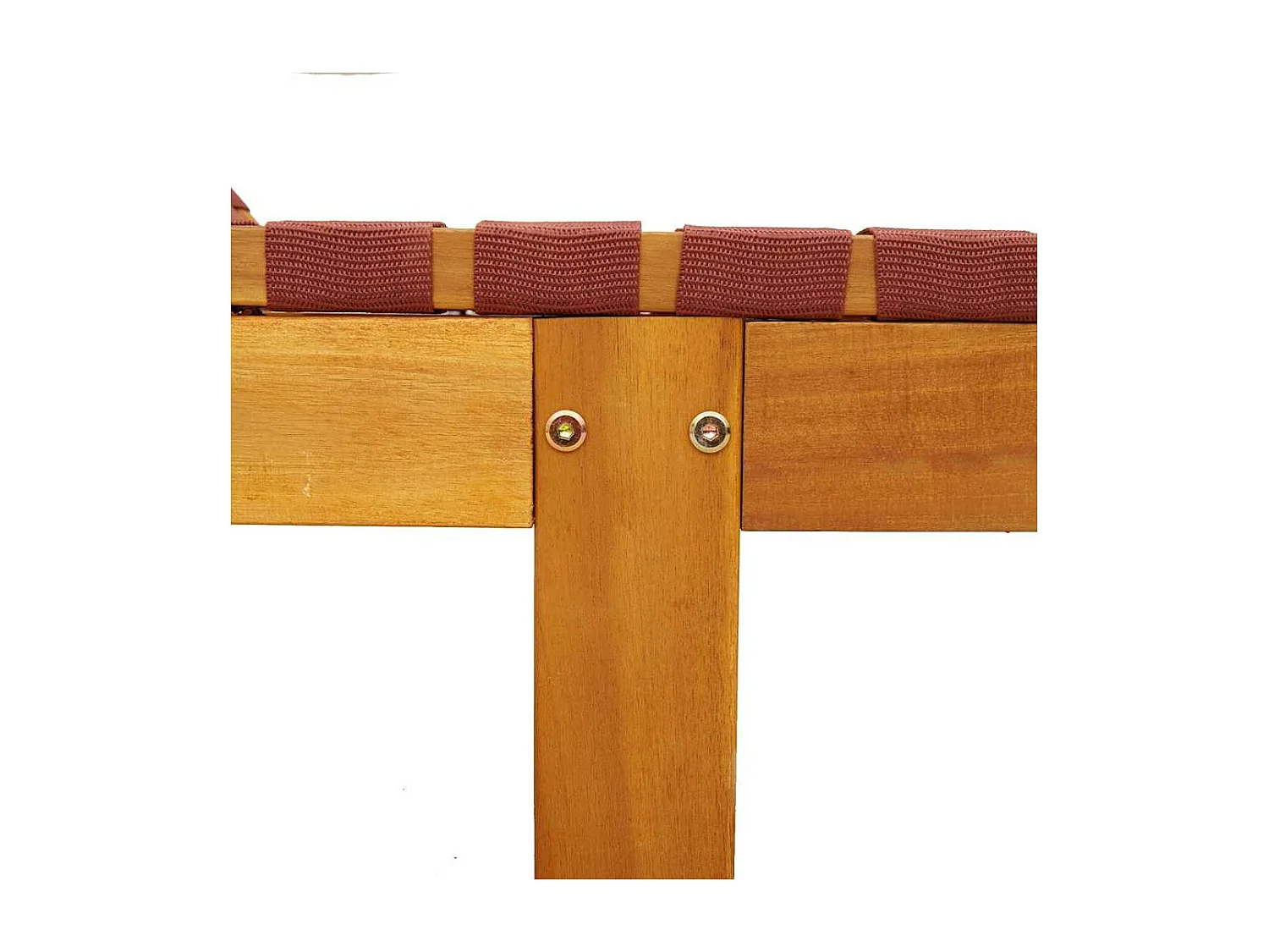 Chaises longues rouge bois d'acacia solide et tissu