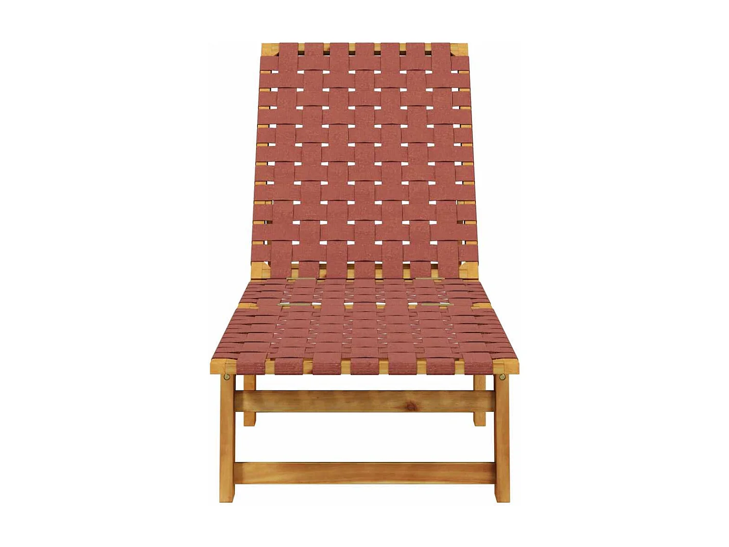 Chaises longues rouge bois d'acacia solide et tissu