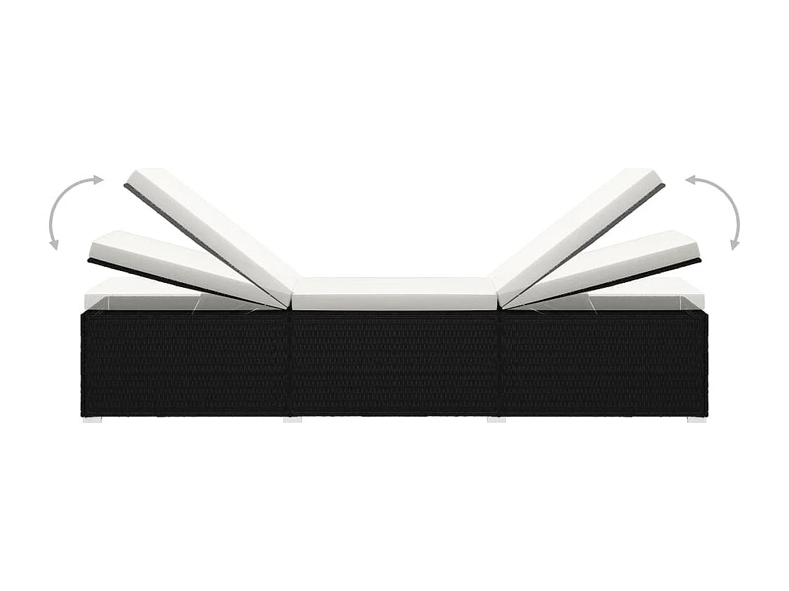 Sedie da giardino in vimini, tavolo da tè, 3 pezzi, nero