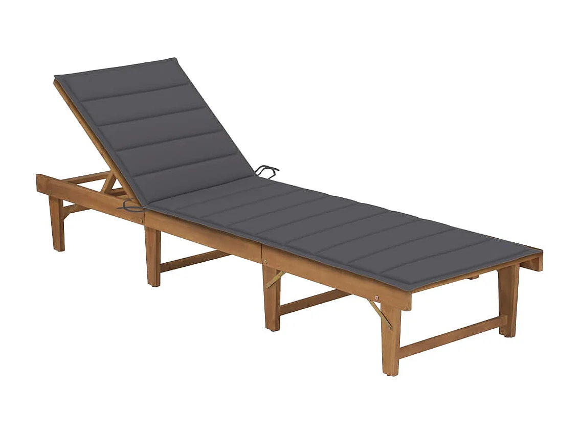 Chaise longue pliable avec coussin Bois d'acacia solide