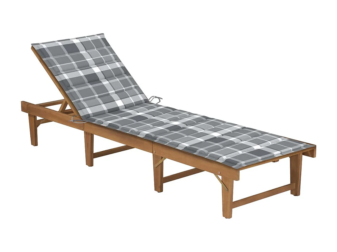Chaise longue pliable avec coussin Bois d'acacia solide