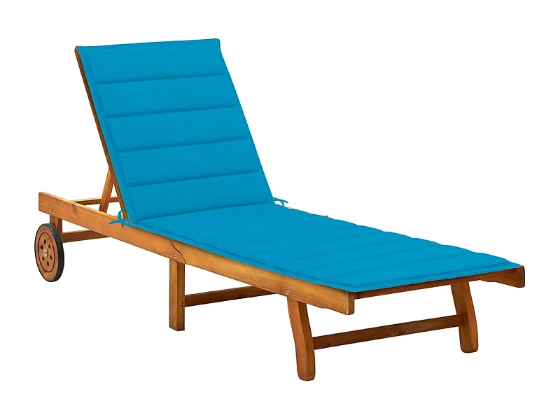 Chaise longue de jardin avec coussin Bois d'acacia solide