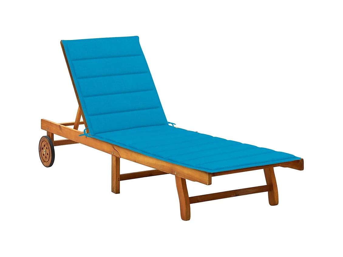 Chaise longue de jardin avec coussin Bois d'acacia solide