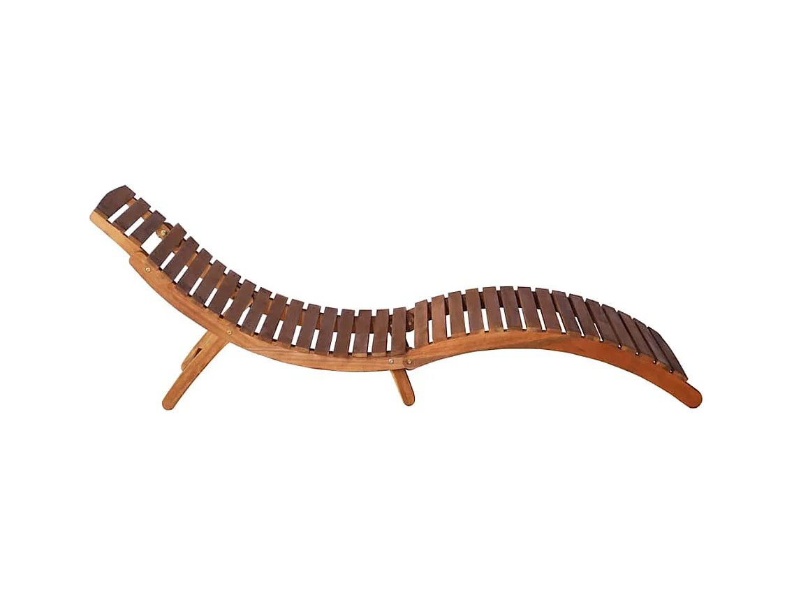 Conjunto de 2 tumbonas con mesa y cojines Madera maciza de acacia