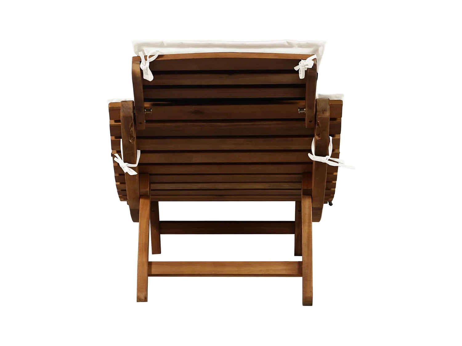 Chaise longue met kussen Massief acaciahout Crème