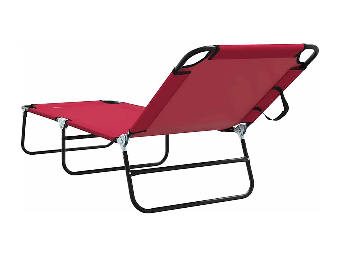 Chaise longue pliante 1-personne Rouge 56 x 189 x 87 cm tissu