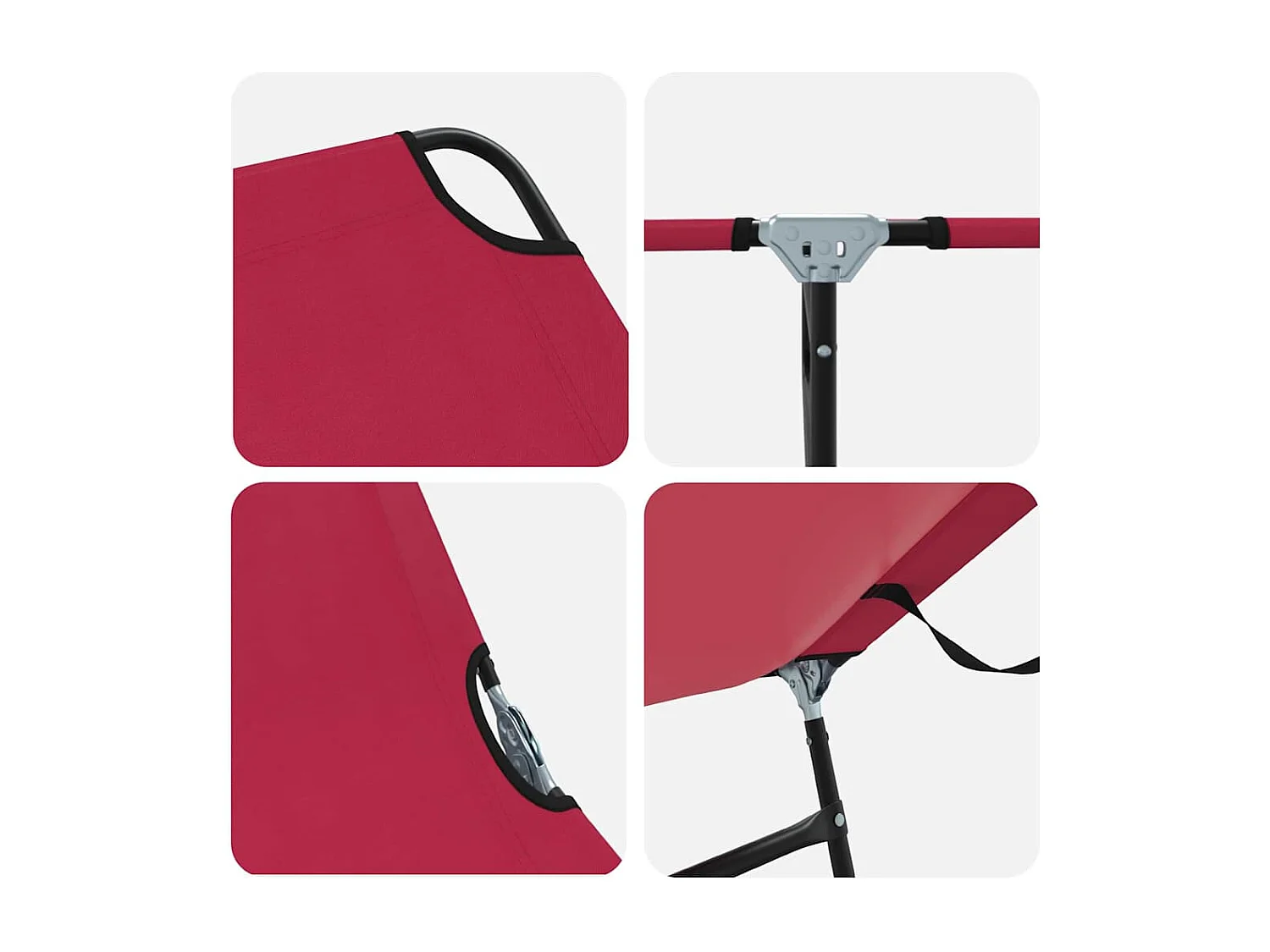 Chaise longue pliante 1-personne Rouge 56 x 189 x 87 cm tissu