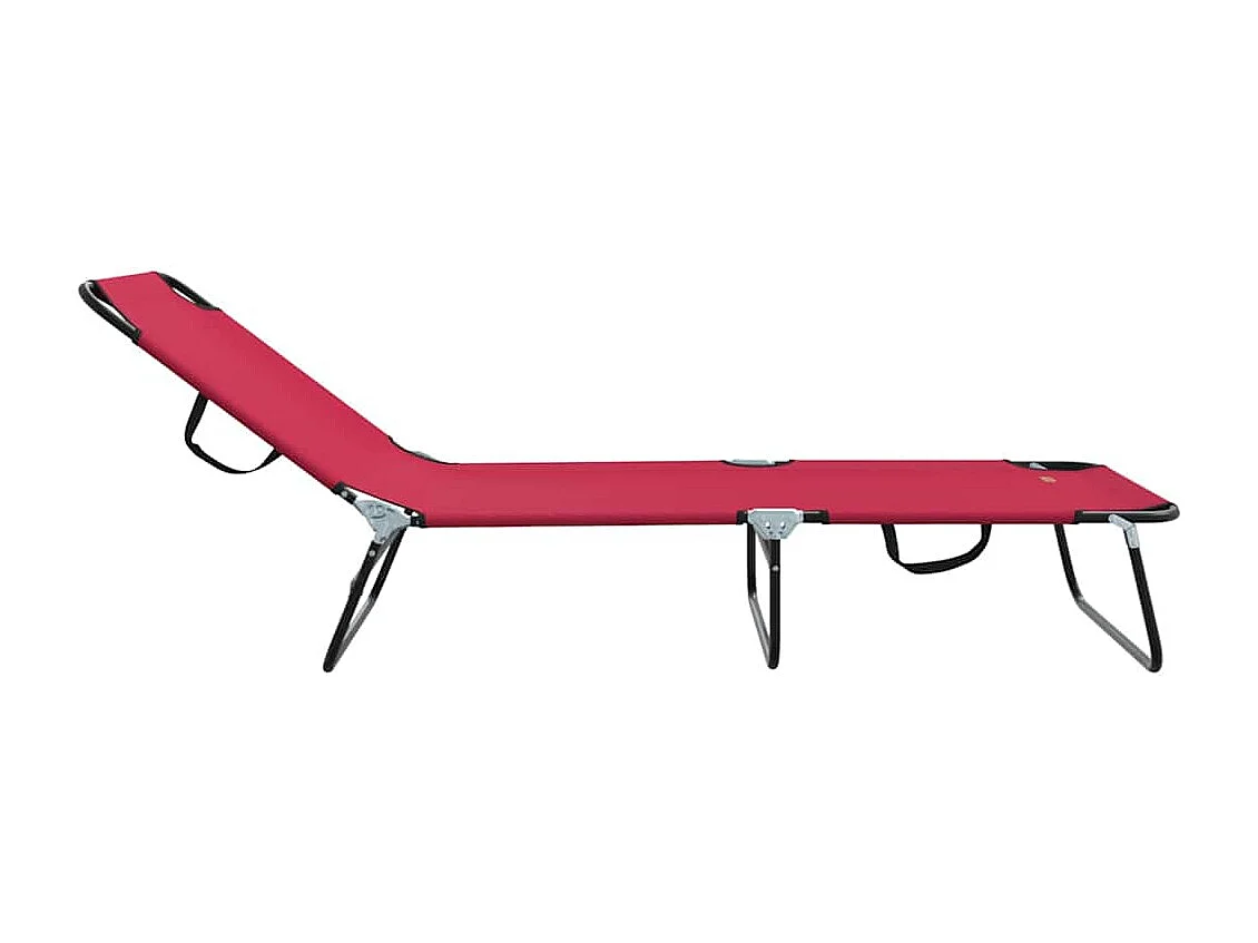 Chaise longue pliante 1-personne Rouge 56 x 189 x 87 cm tissu