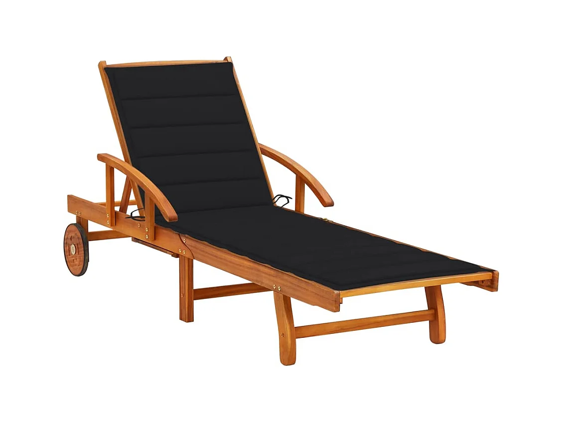 Chaise longue de jardin avec coussin Bois d'acacia solide