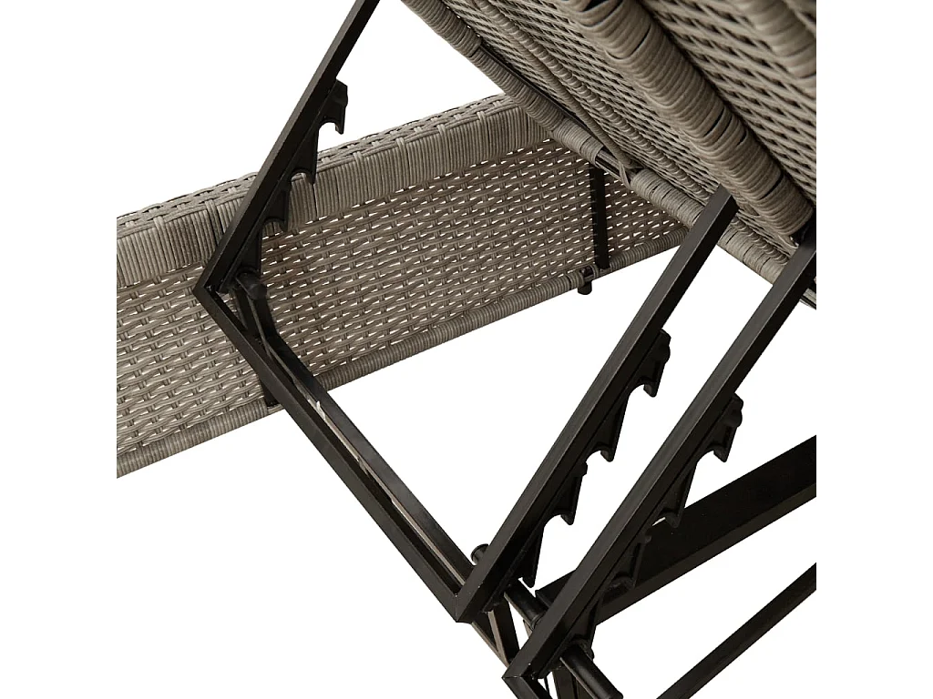 Chaise longue doble con cojines gris claro en resina trenzada