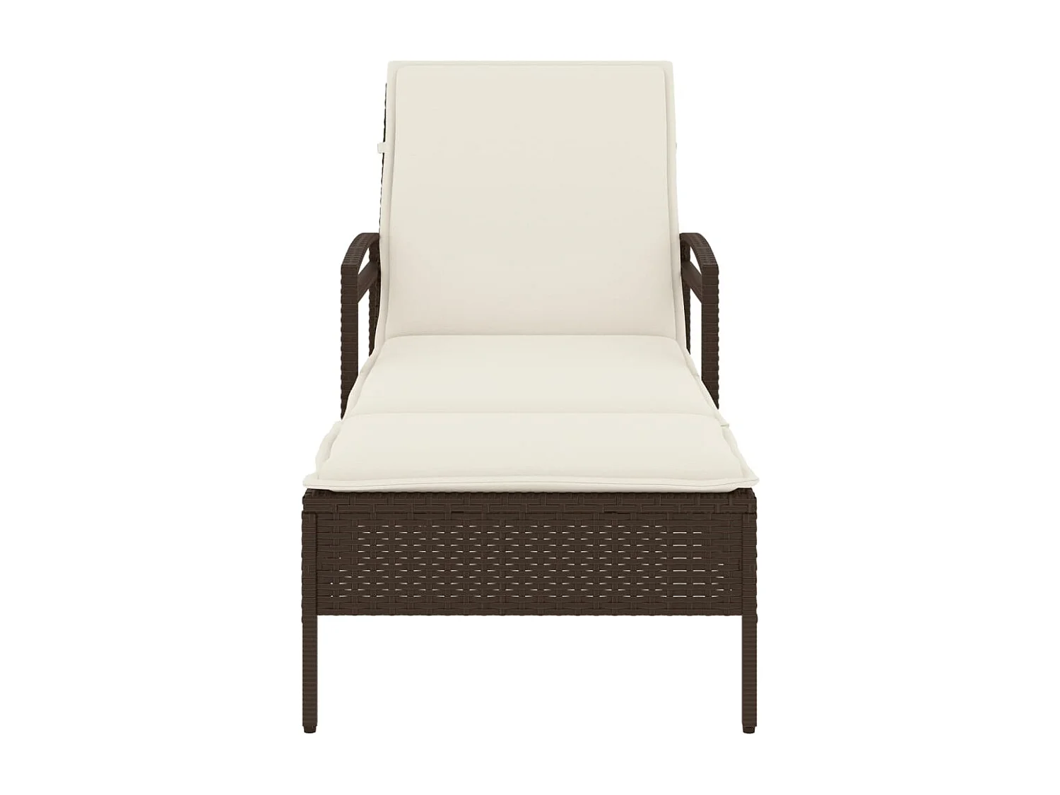 Chaise longue con cuscino marrone 63x200x81 cm resina intrecciata