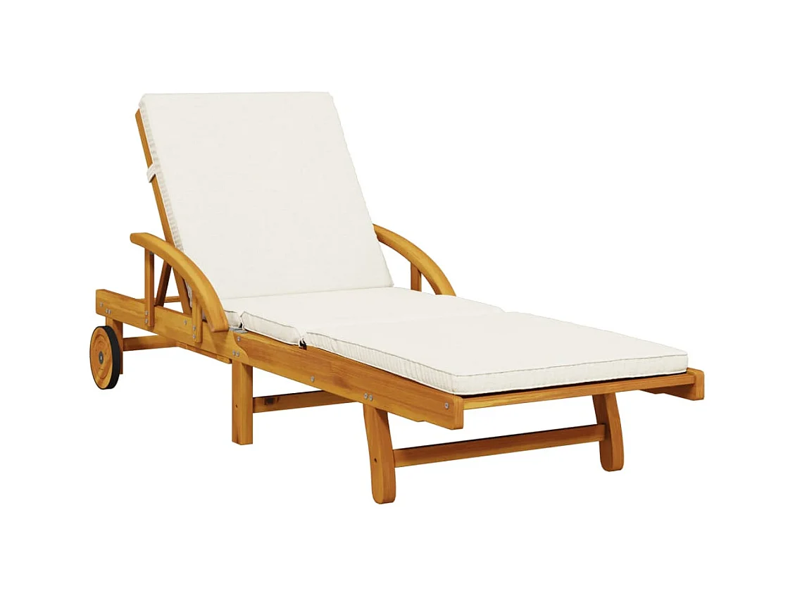 Conjunto de 2 tumbonas con cojines 200x68x83 cm madera de acacia