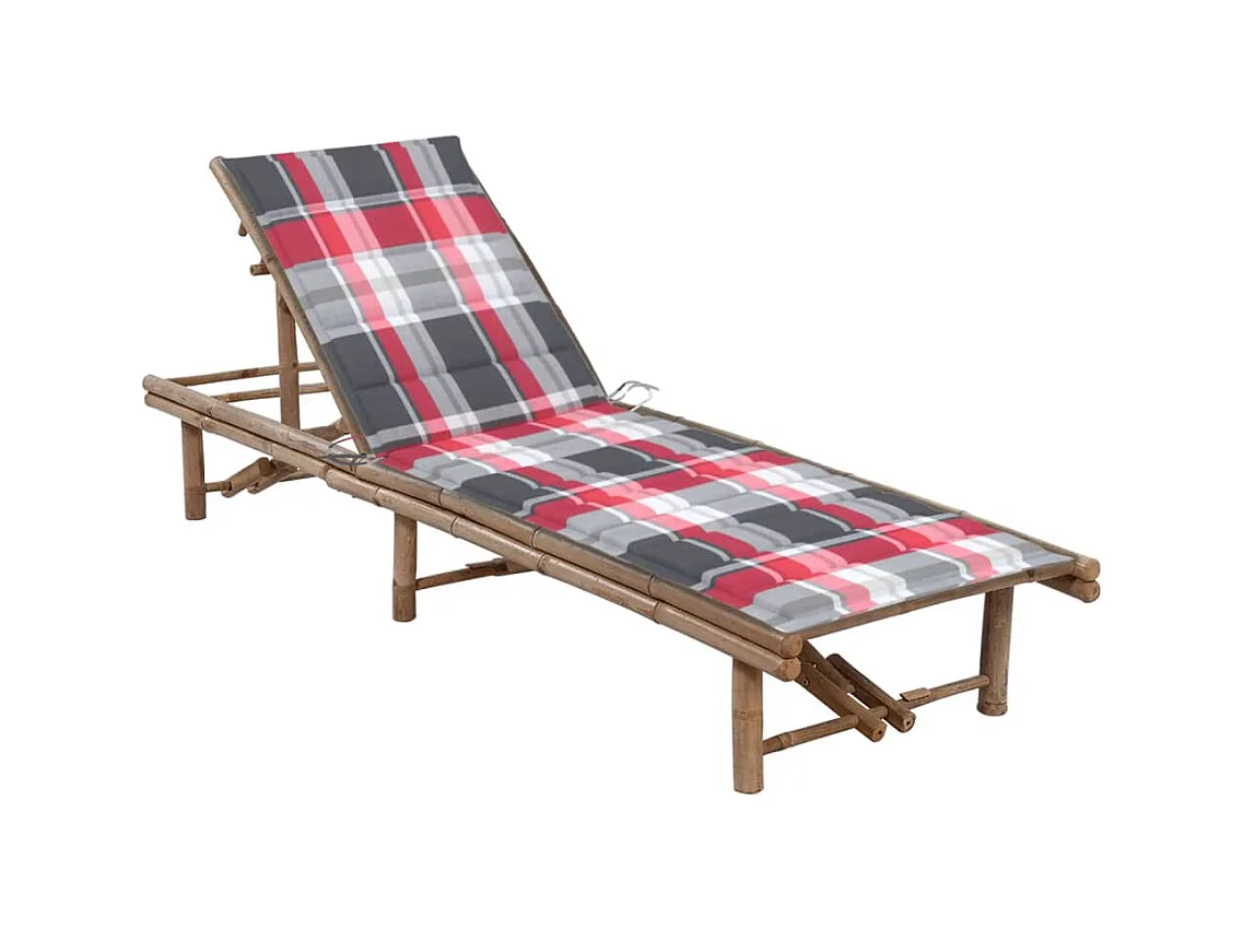Chaise longue de jardin avec coussin Bambou