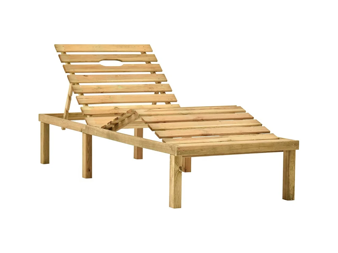 Chaise longue met grijs geblokt kussen Geïmpregneerd grenenhout