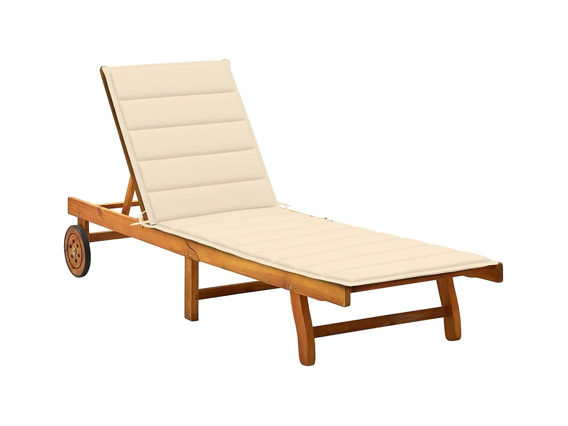 Chaise longue de jardin avec coussin Bois d'acacia solide