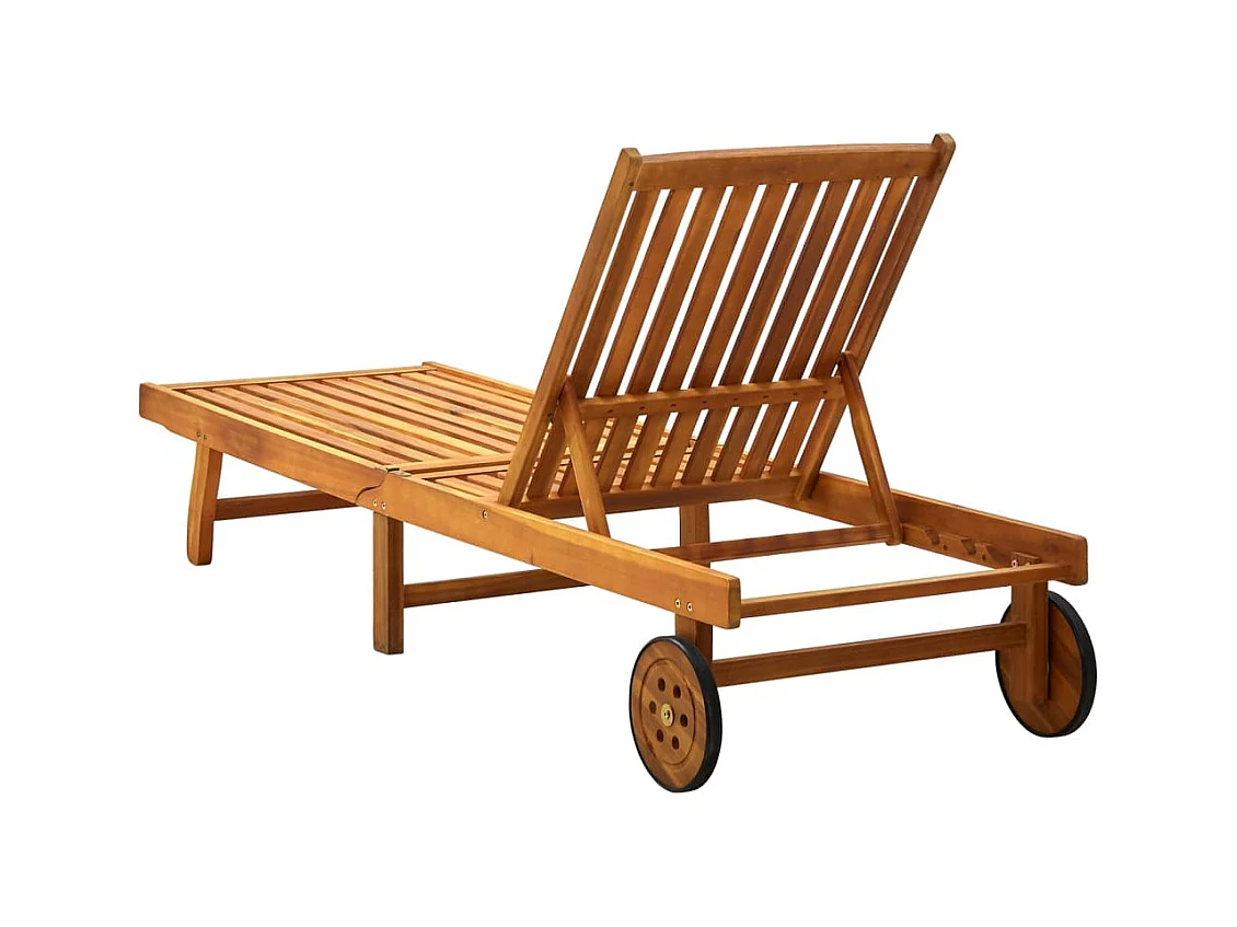 Chaise longue de jardin avec coussin Bois d'acacia solide