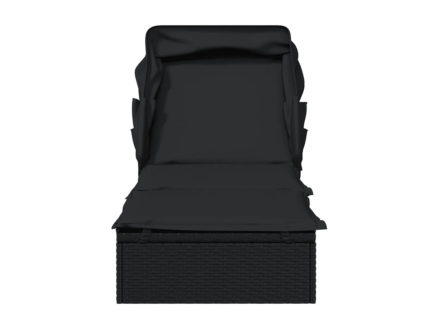 Transat avec toit pliable noir 213x63x97 cm résine tressée