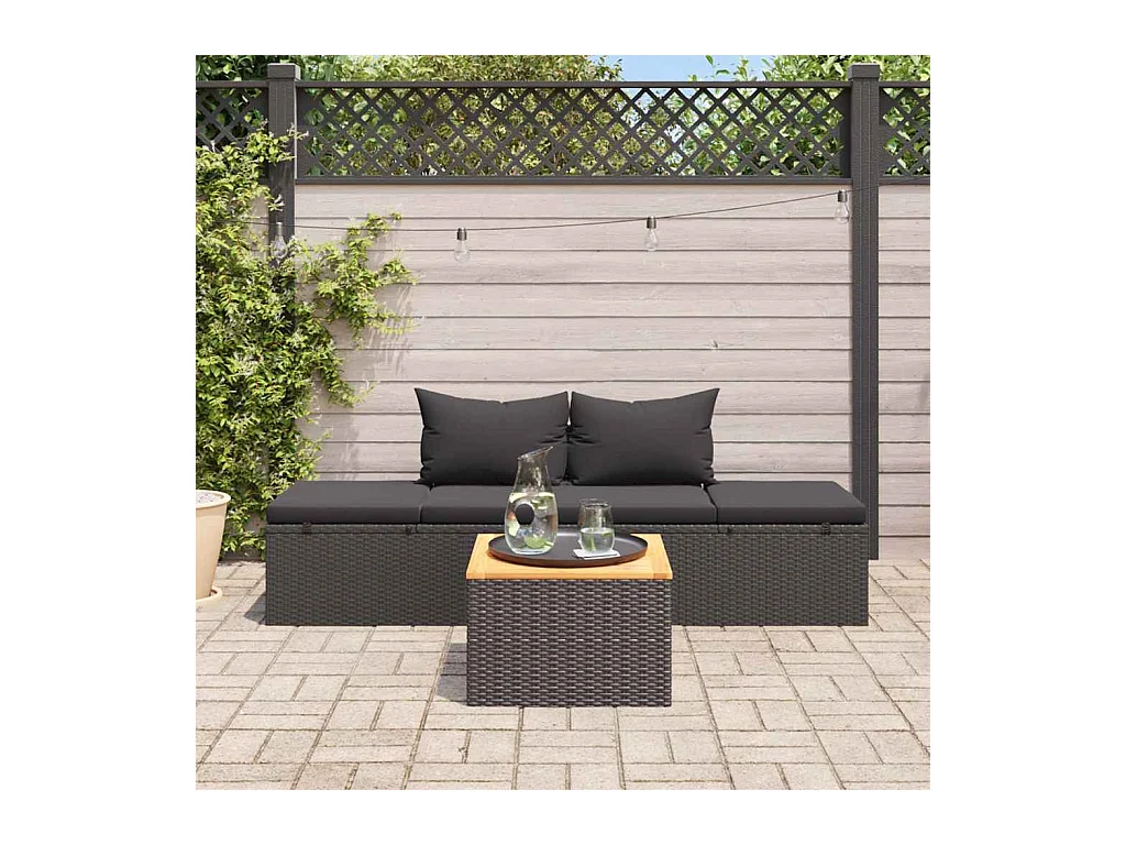 Chaise longue met kussens Zwart geweven hars