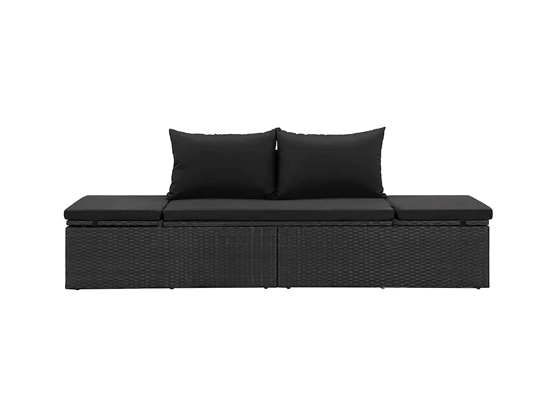 Chaise longue met kussens Zwart geweven hars