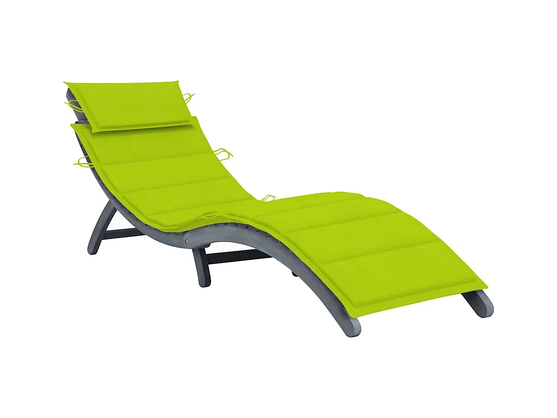 Chaise longue met kussen Grijs Massief acaciahout