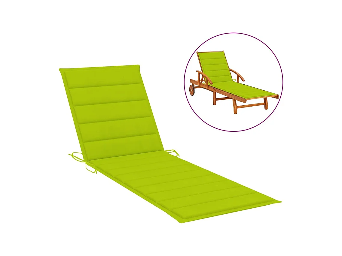 Chaise longue doppia e cuscini verde brillante Legno di pino impregnato