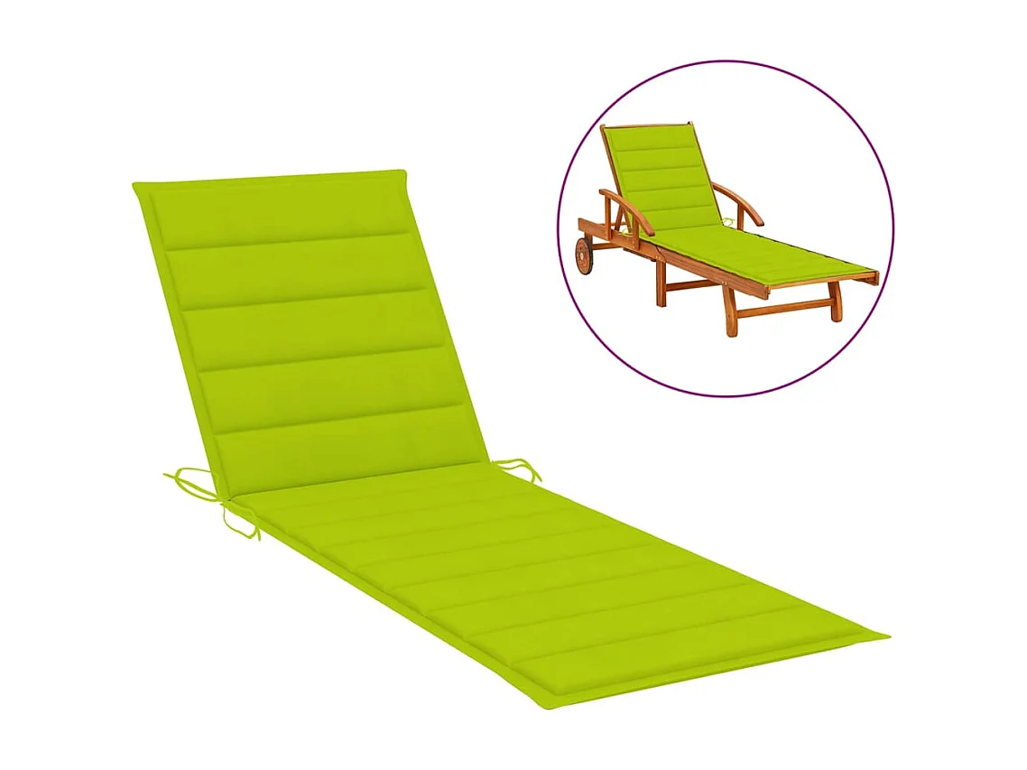Chaise longue double et coussins vert vif Bois de pin imprégné