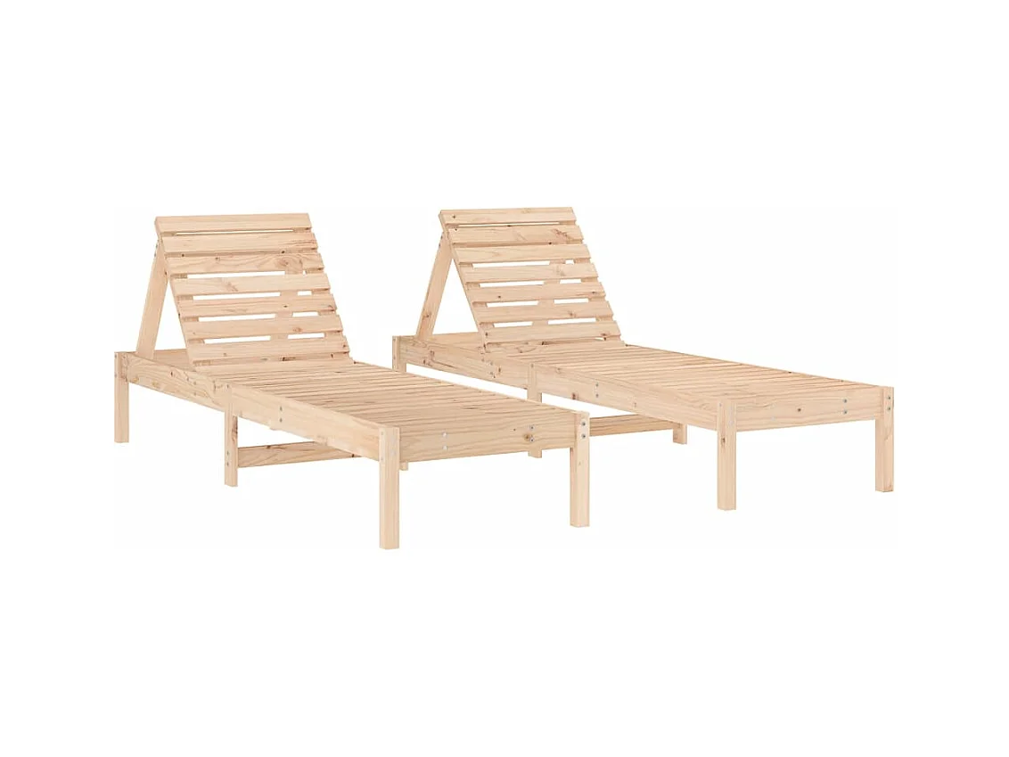 Ligstoelen set van 2 199,5x60x74 cm massief grenenhout