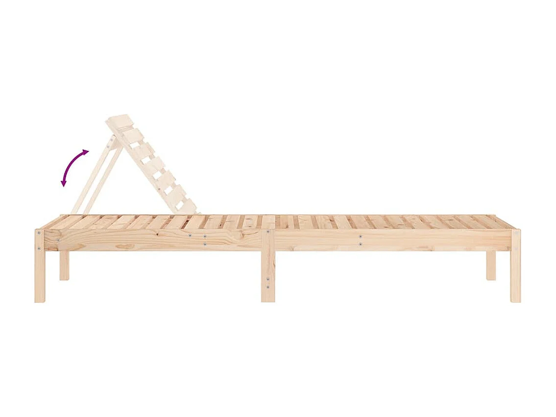 Set di 2 sedie a sdraio 199,5x60x74 cm in legno massello di pino
