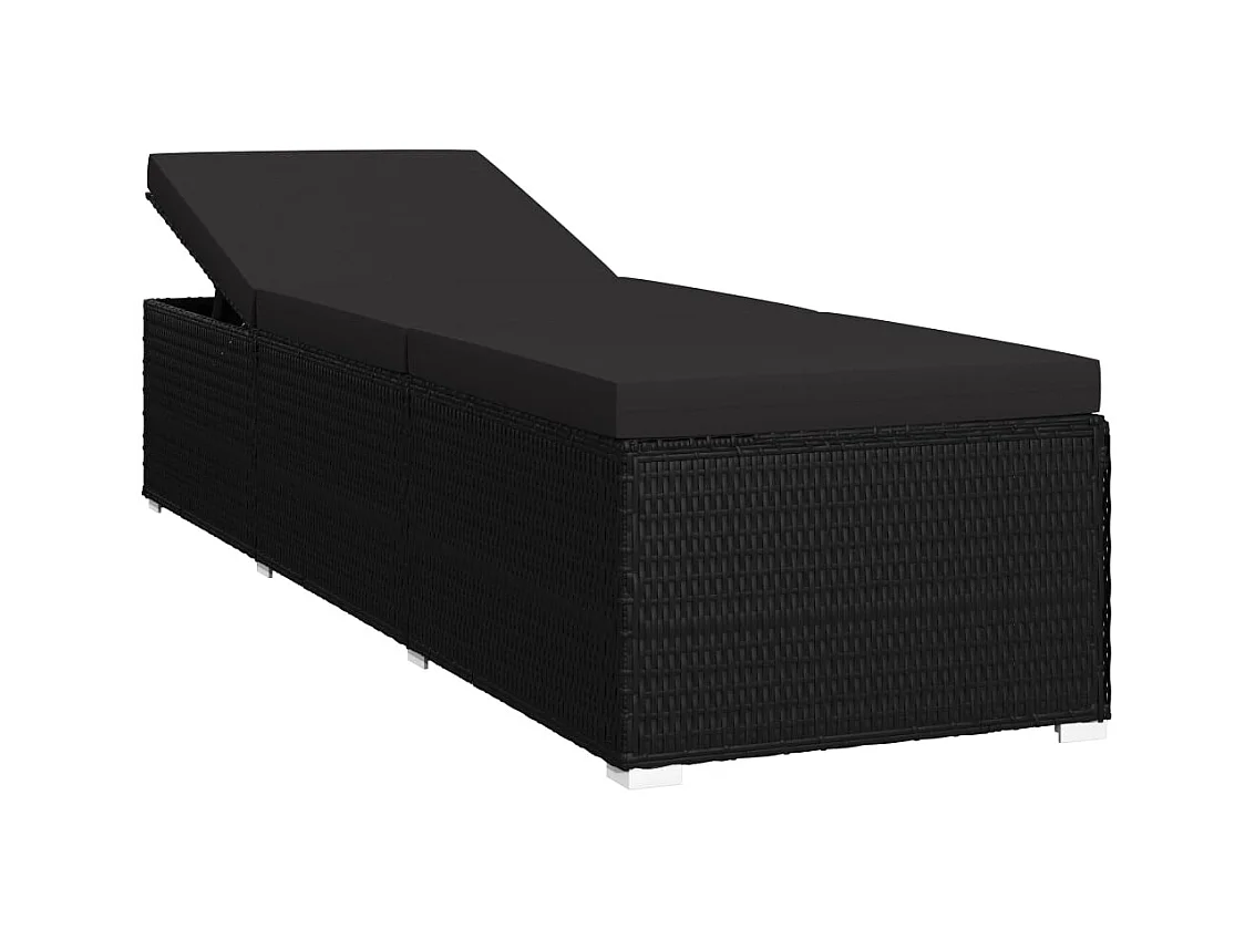 Lounge stoel met kussen Zwart geweven hars