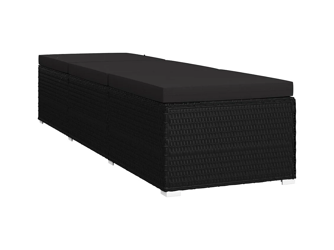 Lounge stoel met kussen Zwart geweven hars