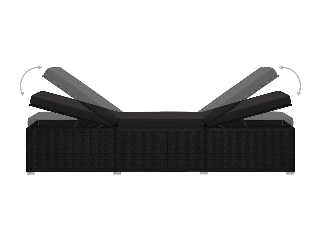 Lounge stoel met kussen Zwart geweven hars