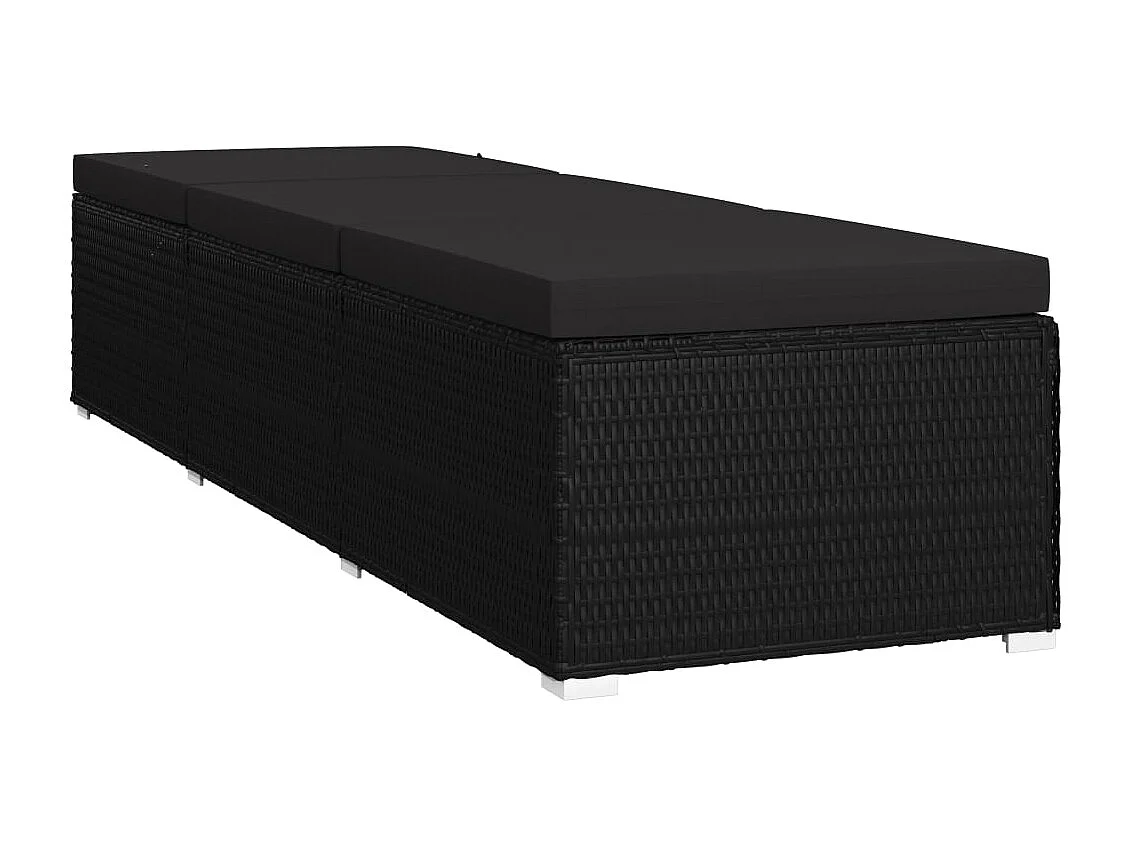 Poltrona con cuscino in resina intrecciata nera