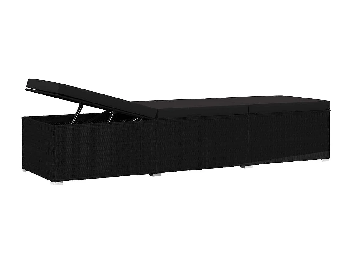 Poltrona con cuscino in resina intrecciata nera