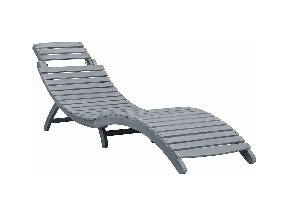 Chaise longue Délavage gris Bois d'acacia solide