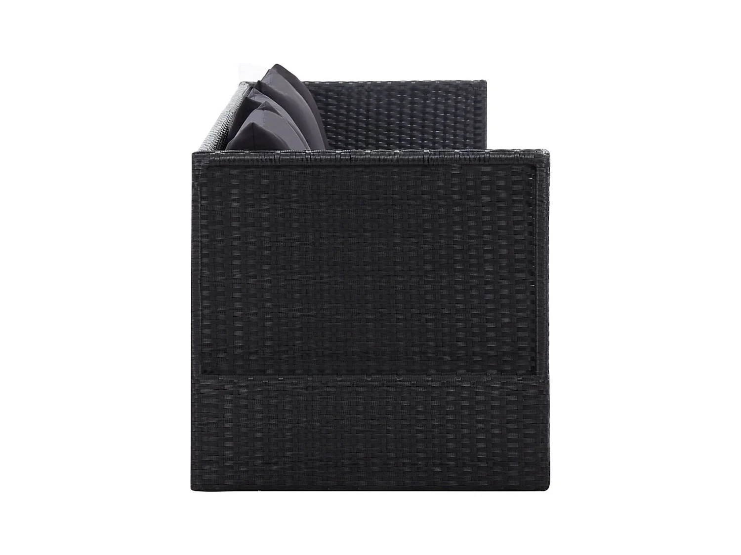 Lit de jardin avec coussin et oreiller Résine tressée Noir