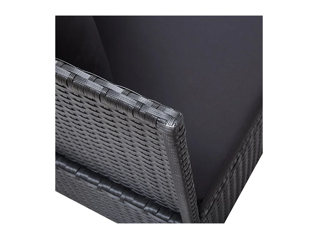 Lit de jardin avec coussin et oreiller Résine tressée Noir