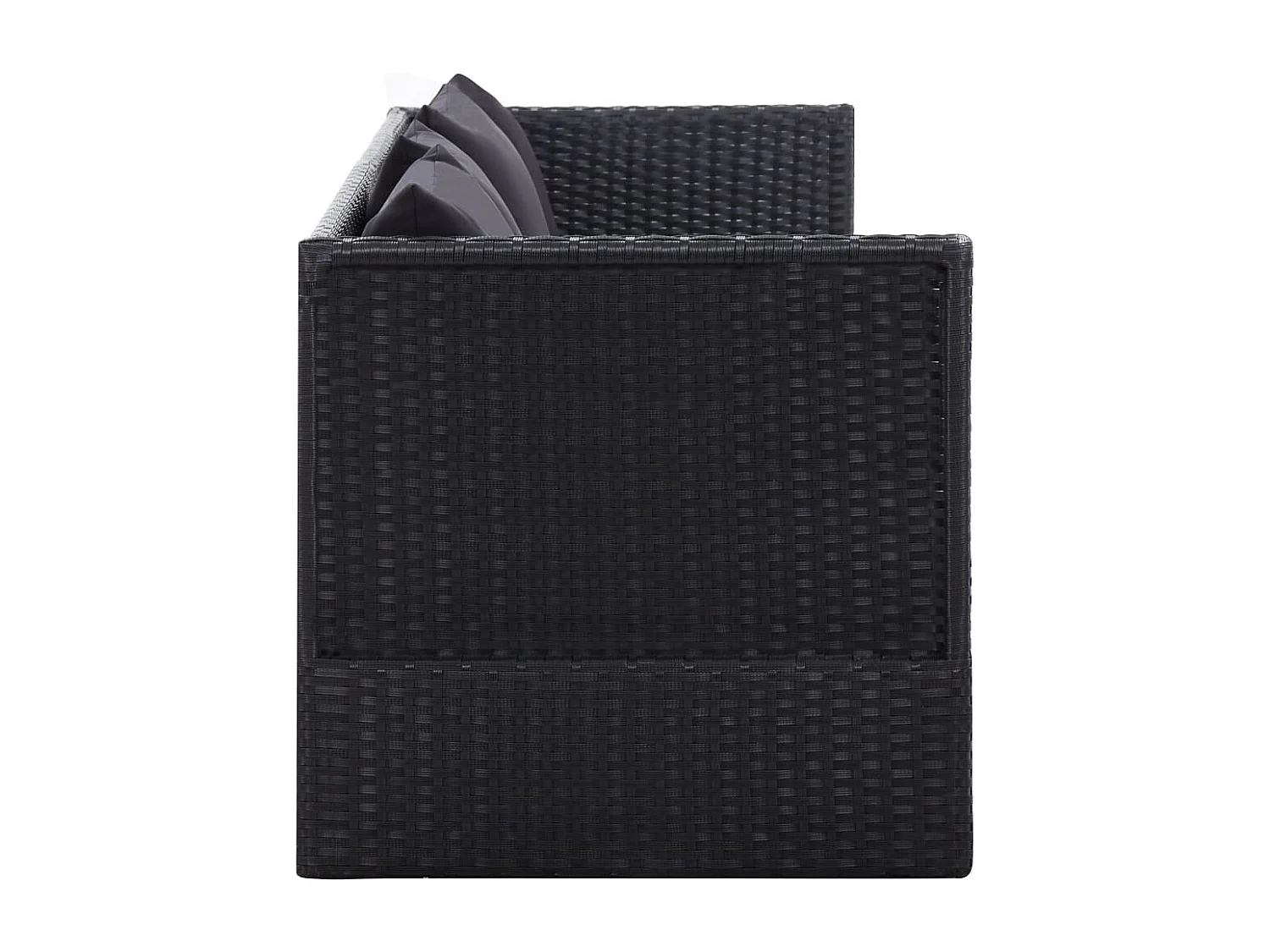 Lit de jardin avec coussin et oreiller Résine tressée Noir