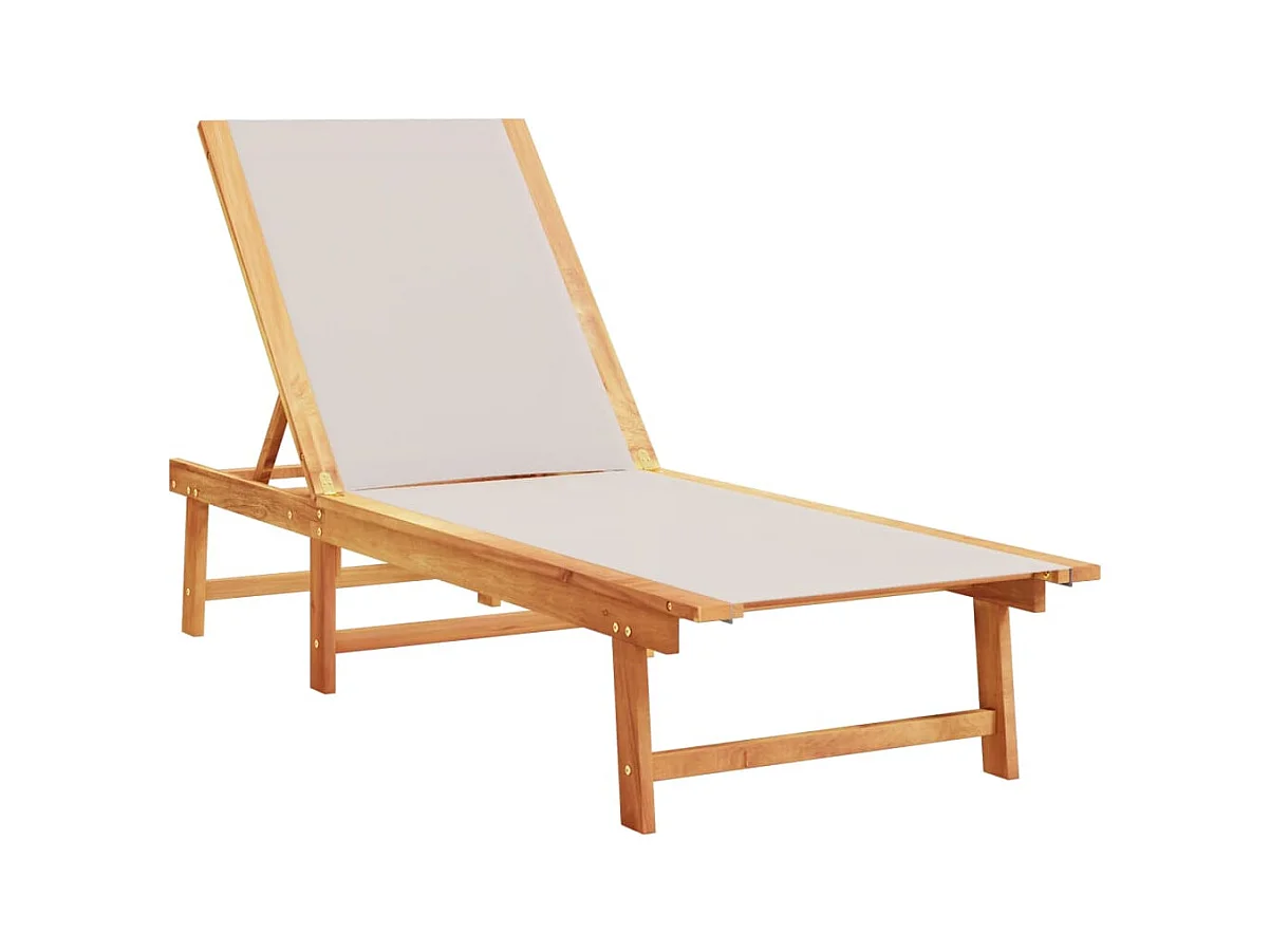 2er-Set Liegestühle mit grauem Akazienholz und Textilene-Tisch