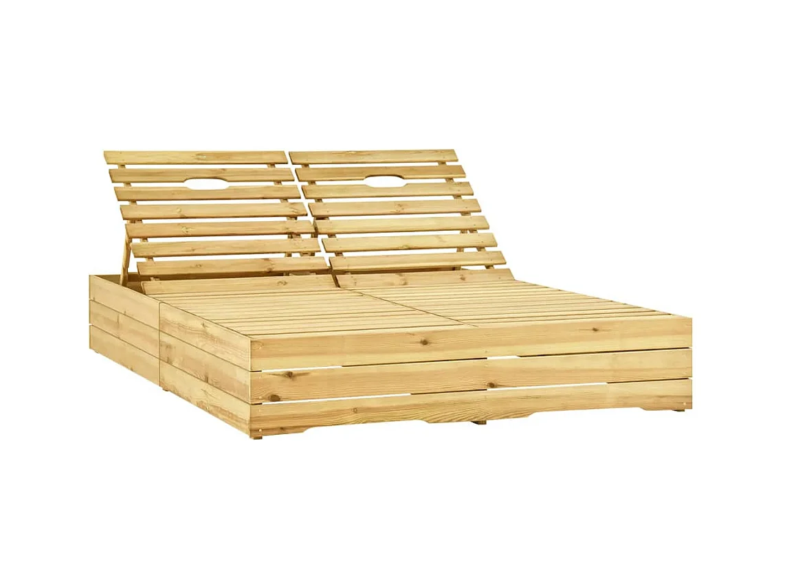 Dubbele chaise longue met kussens Geïmpregneerd grenenhout