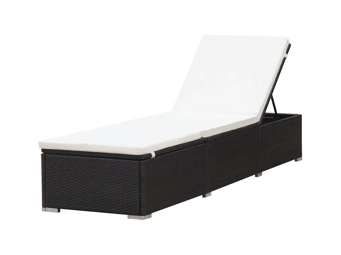 Chaise longue met kussen Bruin gevlochten hars