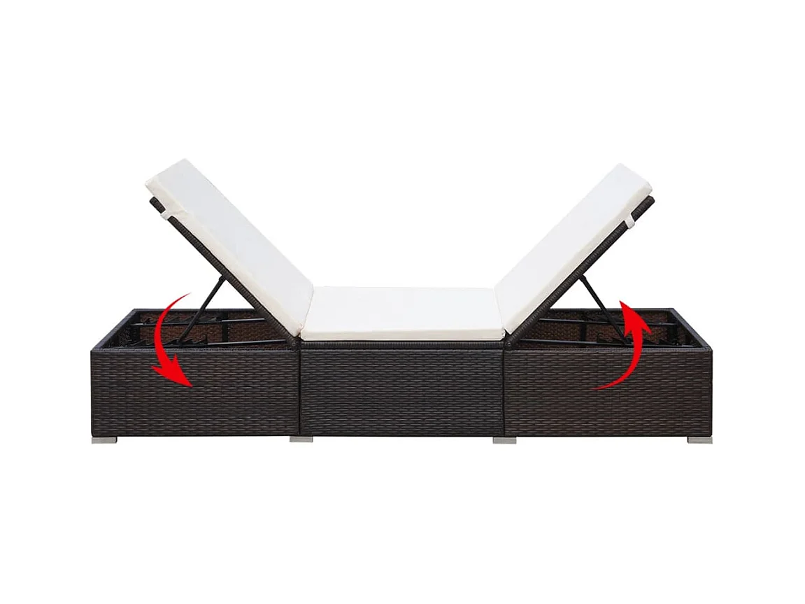 Chaise longue met kussen Bruin gevlochten hars