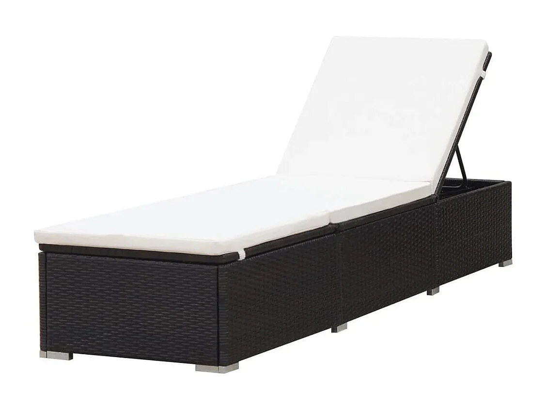 Chaise longue con cuscino Resina intrecciata marrone