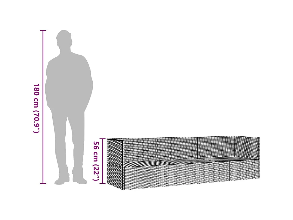 Lit de salon d'extérieur avec coussins Noir Résine tressée